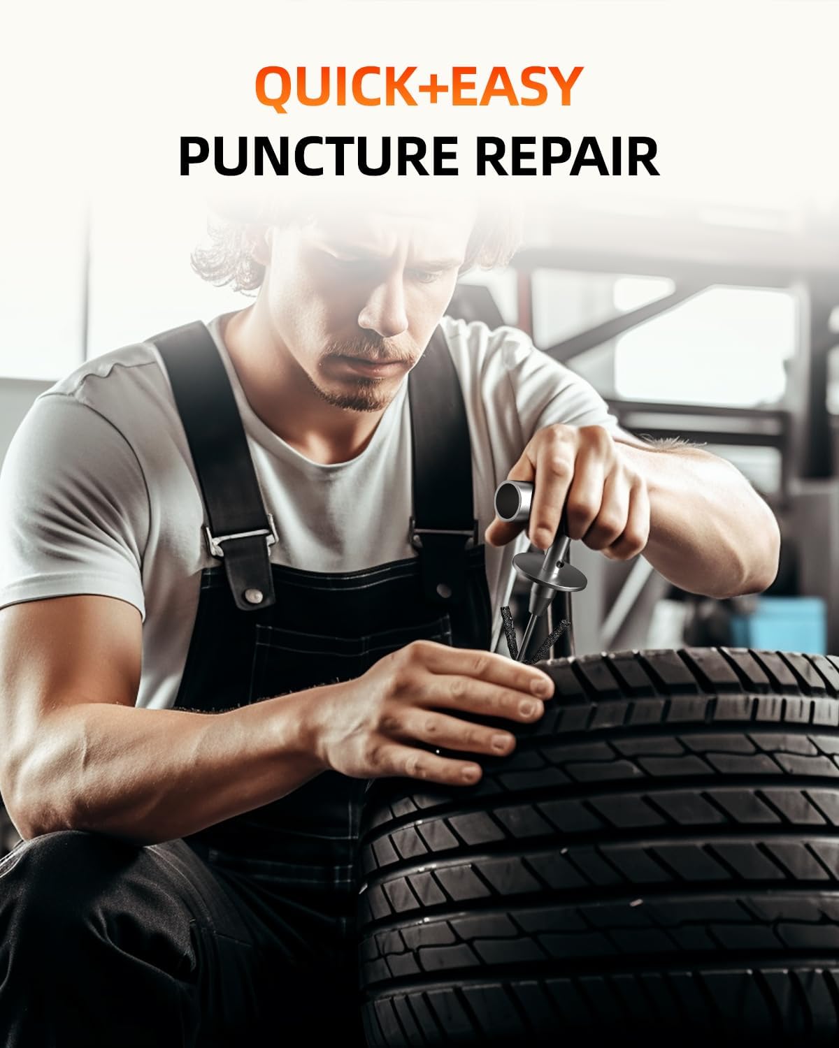 AUTOWN Tire Repair Kit - 68pcs Heavy Duty Tire Plug Kit, Universal Tire Repair Tools to Fix Punctures and Plug Flats Patch Kit for car Motorcycle, Truck, ARB，ATV, Tractor, RV, SUV, Trailer