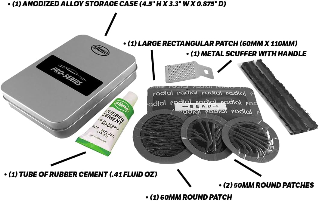 Slime 2040-A Tire Repair Plug Kit, Deluxe, Contains Strings, Tools and Glue, 11 Pieces
