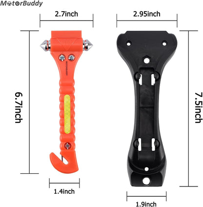 MOTORBUDDY 4-Pack Emergency Escape Hammer Seat Belt Cutter,Auto Car Safety Hammer with Window Glass Breaker，Escape Tool for Car Accidents