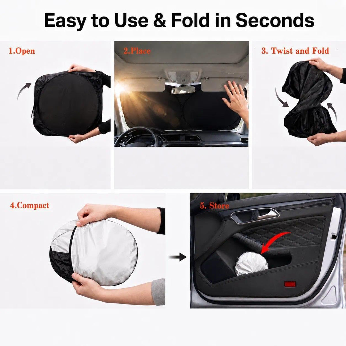 Car Windshield Sun Shade, Funny Cartoon Eyes Sun Visor for Car Windshield Universal Fits Sedan Compact Car Hatchback SUV, UV Heat Protection - 59 x 27.5