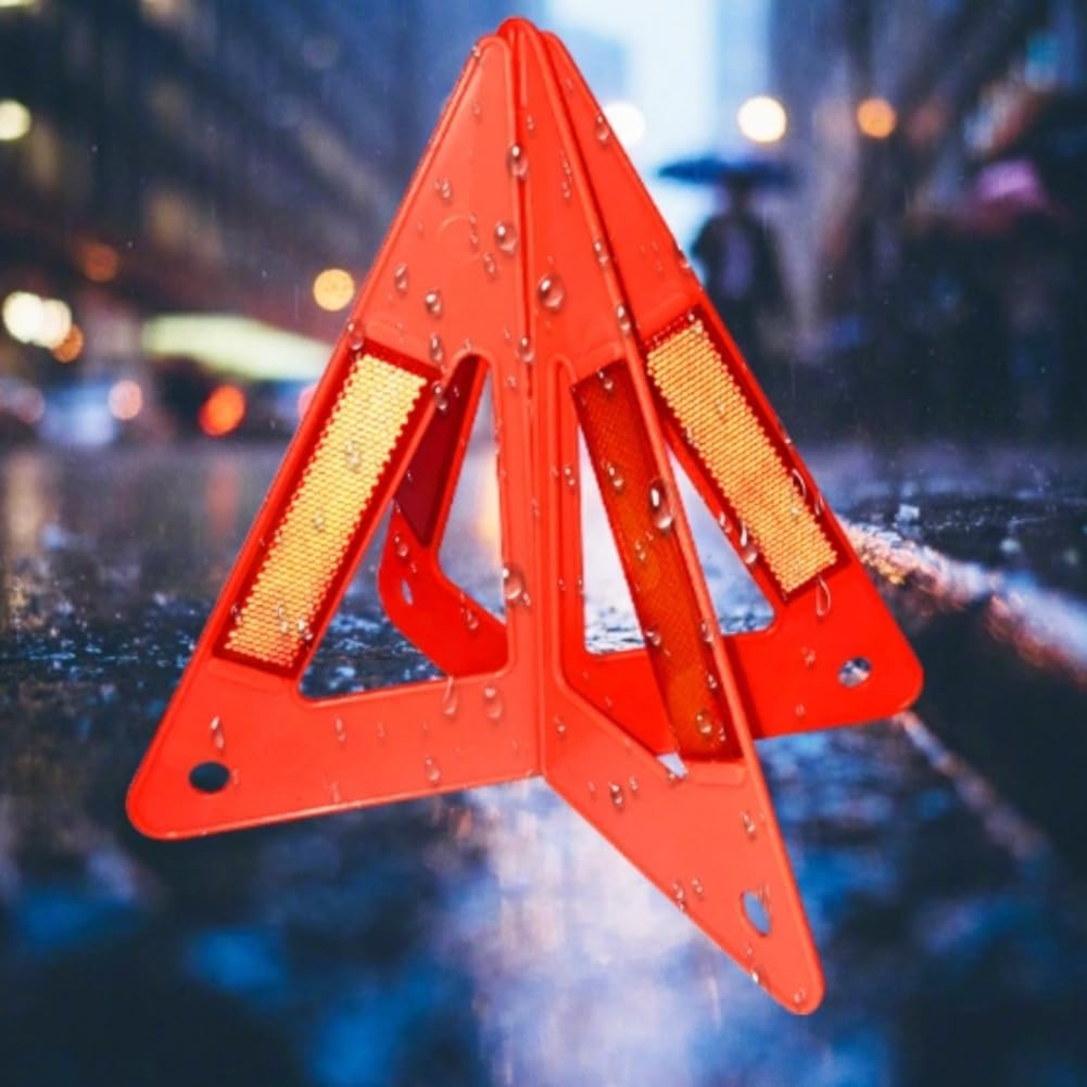 Akozon Emergency Triangles, Portable Car Roadside Triangles Emergency Breakdown Reflective Triangle For Car Warning Safety Road Stop Sign