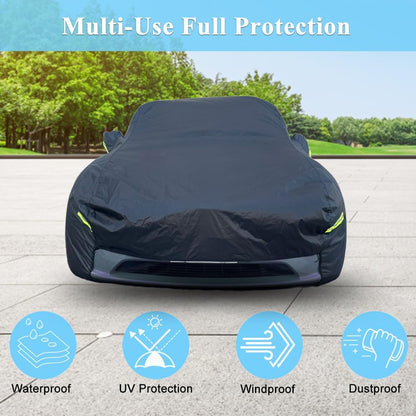 Car Cover Waterproof All Weather for Automobiles, Outdoor Full Exterior Covers for Sedan Black(Suggest Car Length from 194"-208")