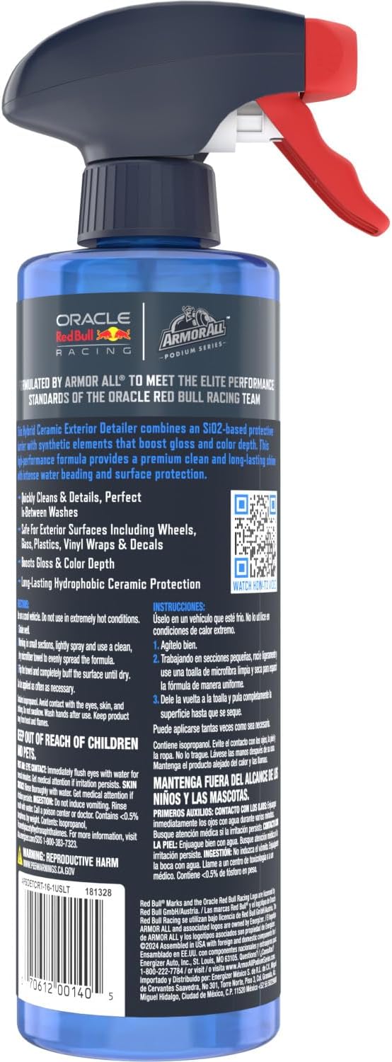 Armor All Podium Series High Shine Hybrid Ceramic Car Spray Wax, Safe on All Car Paint Finishes, Developed With Oracle Red Bull Racing, 16 fl oz