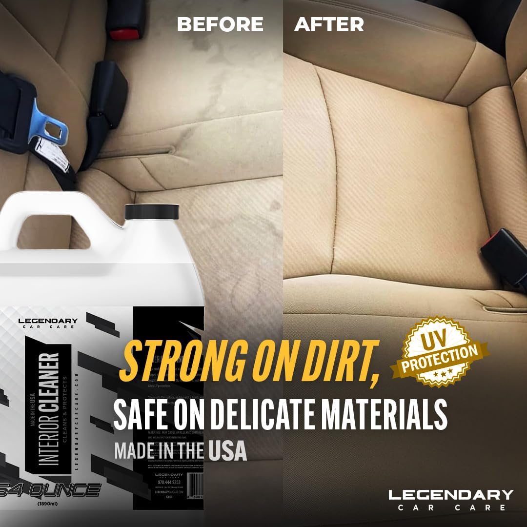 Legendary Interior Cleaner 16oz - All Purpose Interior Detailer & Carpet Cleaner for Cars - Safe on Leather, Plastic, Vinyl, Upholstery & Dashboard - UV Protectant - Tough on Stains & Dirt