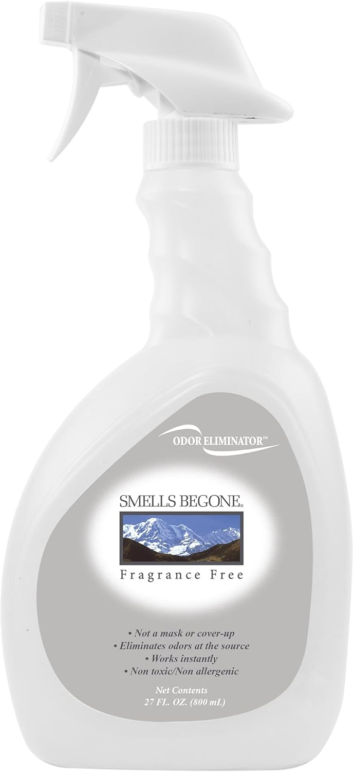 SMELLS BEGONE Air Freshener Spray - Odor Eliminator - Eliminates Odors from Smoke, Trash Cans, Pets, Cars and Boats - Fragrance Free - 12 Ounce