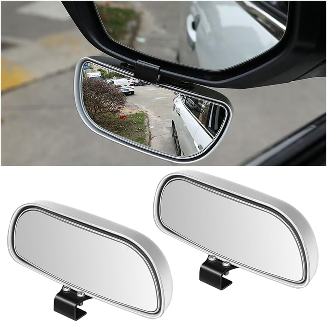 Mandark 2PCS Car Blind Spot Mirror, Rectangle HD Glass Convex Vehicle Rearview Mirror, Wide Angle Adjustible Auto Exterior Blindspot Side View Mirror, Universal for SUV, Sedan, Truck (Black)