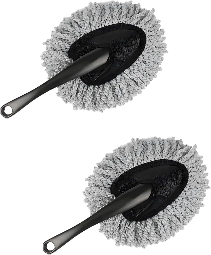 KVAEY Car Dash Duster Brush, Super Soft Microfiber Multi-Functional Car Cleaning Brush, Scratch Free Dash Dusting Tool with a Anti-Skid Handle for Vehicle Home Kitchen Cleaning (Gray)