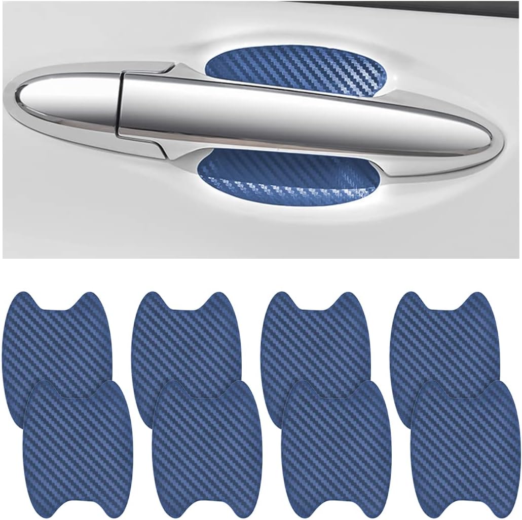 4PCS Sticker, Carbon Fiber Anti-Scratches Car Door Cup Protector, Non-Marking Auto Door Handle Protective Film, Universal for Most Car Handles (Black/4PCS)