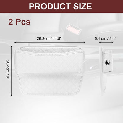 HARFINGTON 2pcs Car Seat Gap Filler Organizer 11.5 x 8 x 2.1 Inch Leather Universal Car Organizer Storage Box Between Seat and Console for Phone Sunglasses Keys, Brown