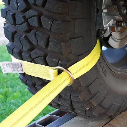 Car Tie Down Straps for Trailers- 4 Pack 2"x96" with Tire Strap 3,300lb Safe Working Load - Adjustable Straps with Snap Hooks (Green)