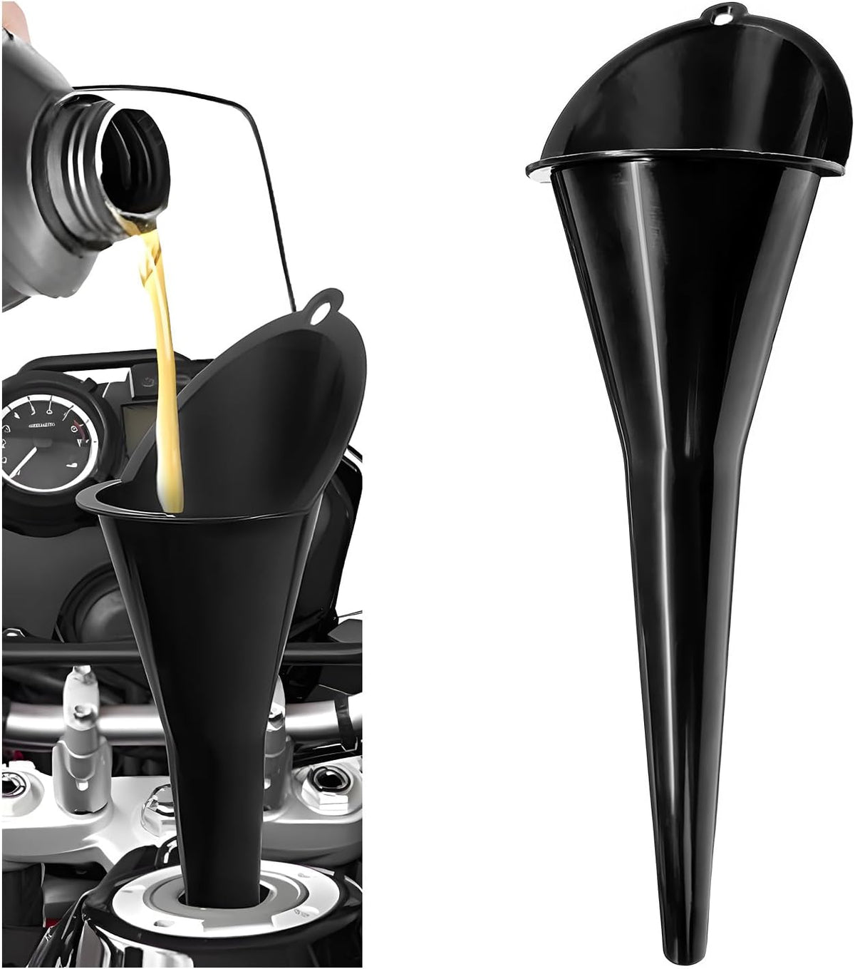 2PCS Oil Funnel, Flexible Multi-Function Automotive Oil Funnel, Spill-Proof Plastic Long Neck Engine Funnels Set for Gas Lubricants Water Diesel Fuel Kerosene, Car Accessories (Blue)