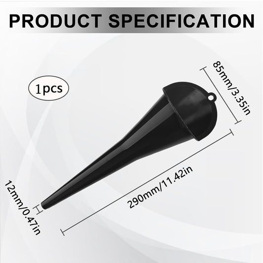 Long-Neck Oil Funnel for Automotive – Multi-Function Plastic Funnel for Oil, Gas & Lubricants – Universal Car Accessory (Black (1-Pack))