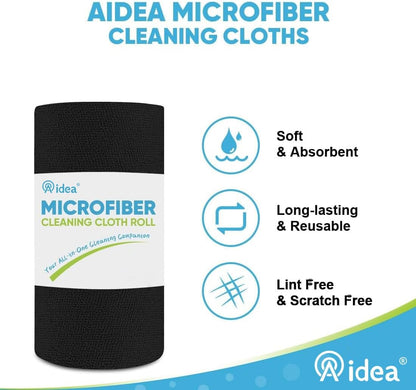 AIDEA Microfiber Cleaning Cloth Roll, Grey 75PK, Reusable Paper Towels Tear Away Cloth, Microfiber Towels for Cars, Wash Cloths, Lint Free Rags for House, Kitchen,Window,Cleaning Supplies 11.5"×11.5"