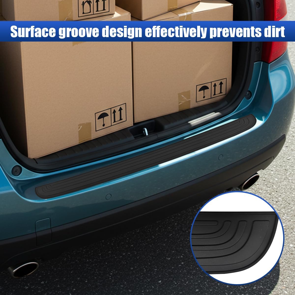 Craedli Car Rear Bumper Protector, 36" x 2.9" Anti Scratch Anti Collision Trunk Door Edge Guard, Non Slip Self Adhesive Automotive Exterior Protection Strip Accessories for Most Cars(36IN)