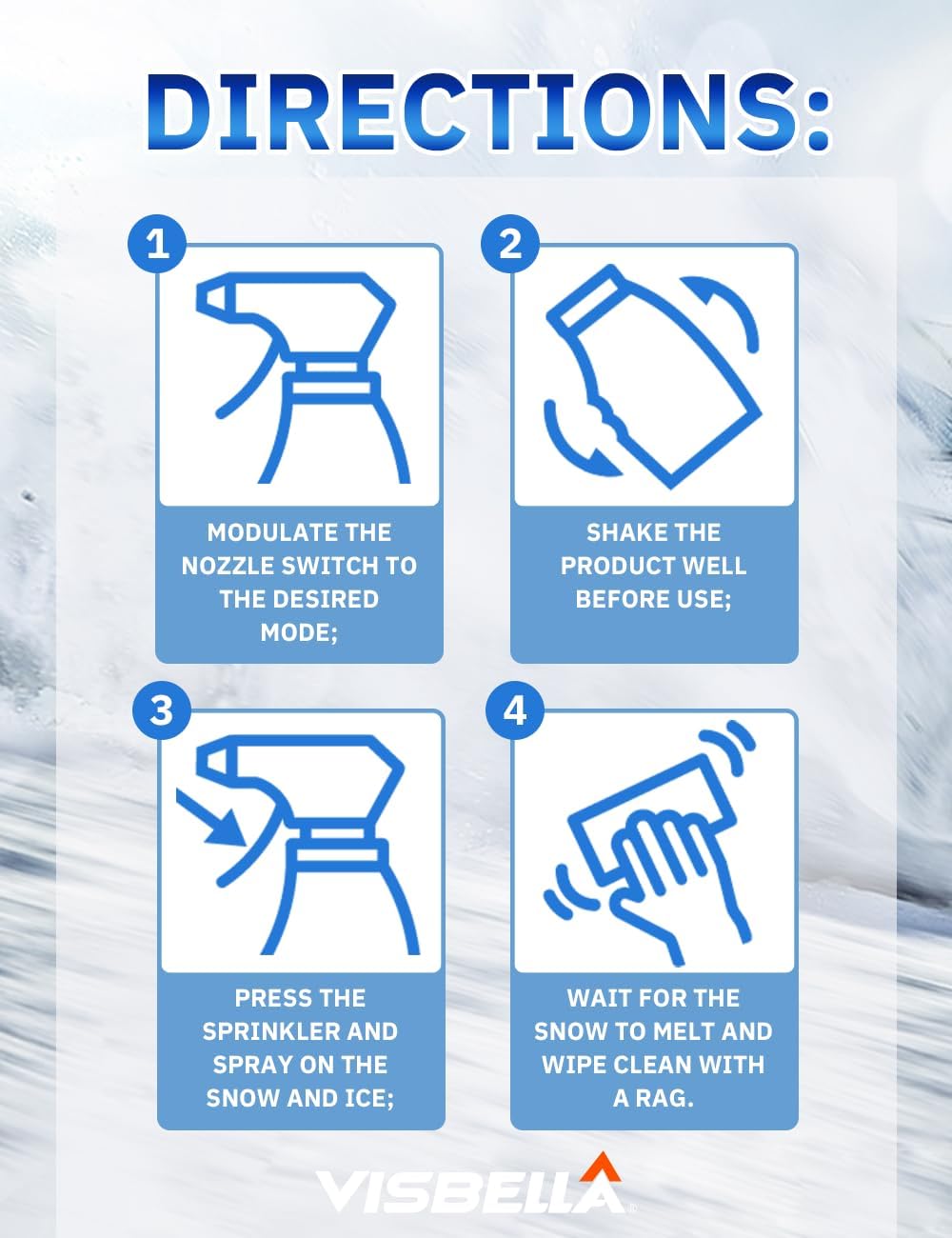Visbella De-Icer Spray for Windshield & Wipers Extreme Winter Protection Melts Ice & Frost Fast Prevents Refreeze (-113℉, 16.9 Fl.Oz.)