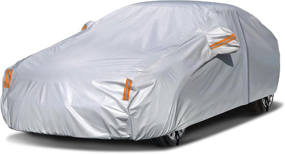 NEVERLAND Sedan Car Cover Waterproof Heavy Duty All Weather Protection Snow Anti-UV Windproof Outdoor Full Car Cover Fit for Automobiles BMW/Mercedes-Benz/Honda（for Car Size:183''L x 70''W x 59''H）