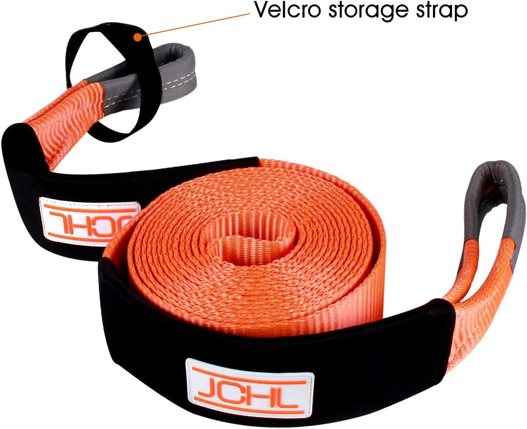 Tow Strap with Hooks 2in X20Ft Recovery Strap 10,000LB Break Strengthened Towing Rope for Towing Vehicles in Roadside Emergency