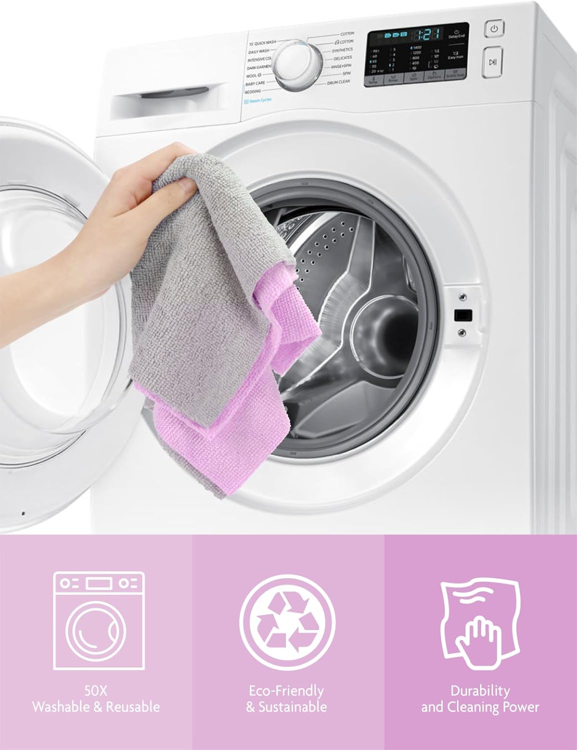Fantasticlean Microfiber Cleaning Cloth Roll -75 Pack, Tear Away Microfiber Towels, 12" x 12", Reusable, Washable, Scratch Free, Ultra Absorbent for All-Around Cleaning Supplies (DimGray)