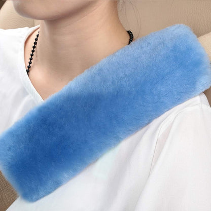 OGLAND Authentic Sheepskin Car Seat Belt Pad,2 Pack Soft Seat Belt Cover for Shoulder Pad Neck Cushion Protector Car Accessories by Genuine Natural Merino Wool (Misty Gray) - Colors A