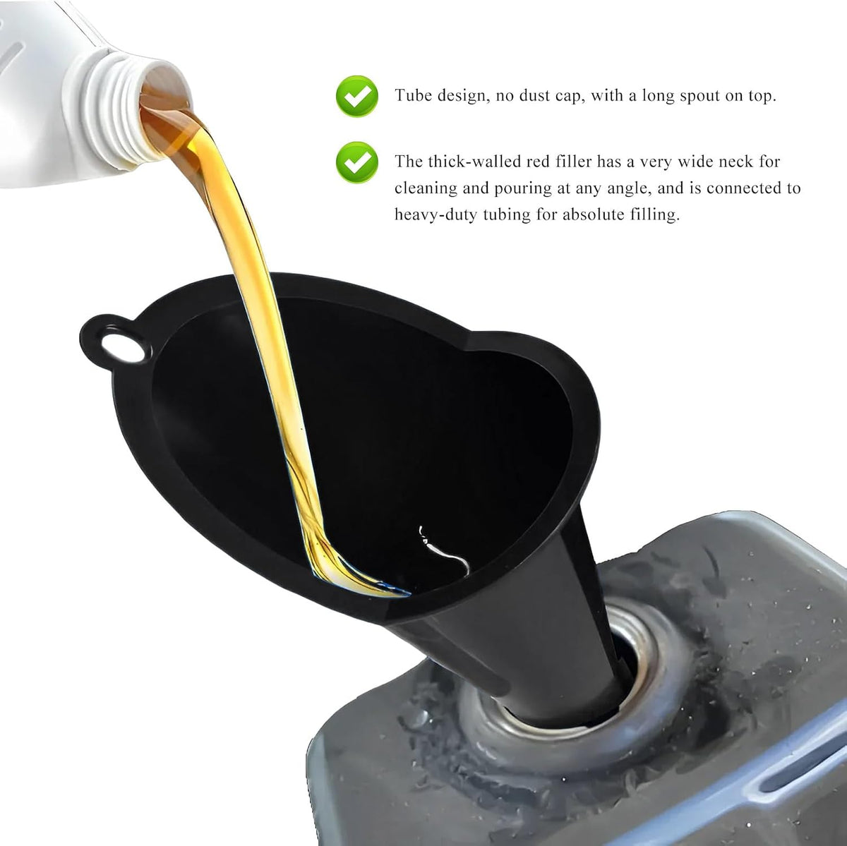 Oil Funnel, Multi-Purpose Plastic Long Neck Oil Funnel, Automotive Use Funnels for Filling Oils Lubricants Water Diesel, Kitchen Funnels for Filling Bottles Jars (Black)