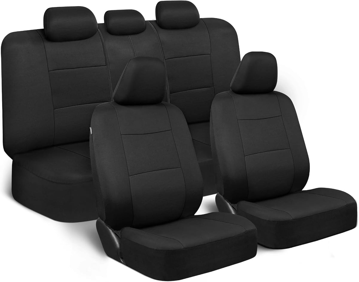 BDK PolyPro Car Seat Covers Full Set in Charcoal on Black – Front and Rear Split Bench for Cars, Easy to Install Cover Set, Accessories Auto Trucks Van SUV