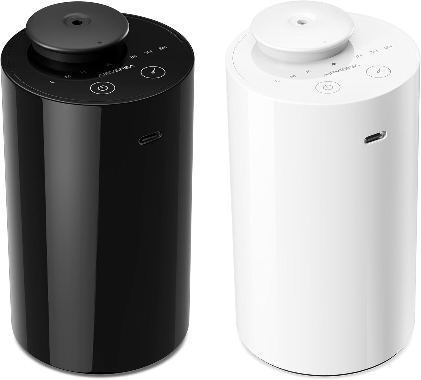 Airversa Waterless Diffuser for Essential Oil, Car Diffsuer, Battery Operated Nebulizer, 0.7 Fl Oz/ 20mL, Mini Scent Air Machine, 3 Timers & 3 Mist Levels for Home, Room, Car, Office - AN6 Black