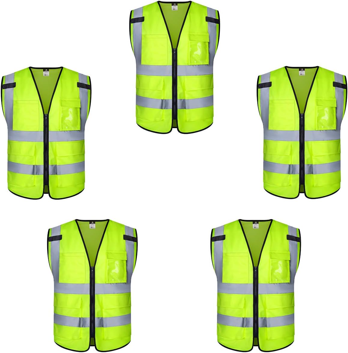 Dib Safety Reflective Safety Vest for Men Women, High Visibility Vest with Pockets and Zipper, ANSI Class 2