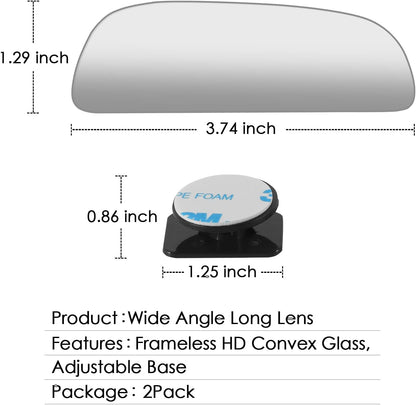 2 pcs Blind Spot Mirrors, 2" Round HD Glass Convex 360° Wide Angle Side Rear View Mirror with ABS Housing for Cars SUV and Trucks, Black, Pack of 2