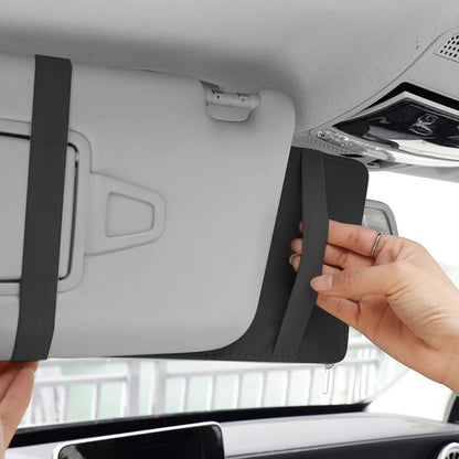 2 Packs Car Sun Visor Multi-Pocket Organizer for SUV & Truck, Auto Visor Storage Pouch with Big Zipper Pocket, Card Sleeve, Driving License, Insurance, Sunglasses, Pen, Key, Lipstick