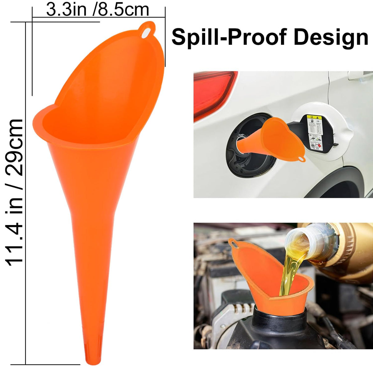 6 Pcs Automotive Oil Funnel Set – Wide Mouth Fuel Funnels with Long Neck, Flexible Spout & Removable Filter – for Gasoline, Coolant, Water, Engine Oil