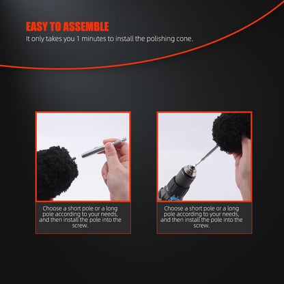 Drill Wheel Brush, Drill Microfiber Wheel Brush, SPTA 1 Pc Soft Microfiber Extended Reach Rim Drill Wheel Brush,with 1 adddtional Drill Adapter for Electric Drill -DF068
