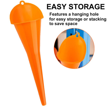 3-Pack Long-Neck Oil Funnels, 11" Multi-Purpose Funnels for Automotive & Motorcycle Use – Reusable Funnel for Oil, Gas & Transmission Fluid (Orange&Blue&Black)