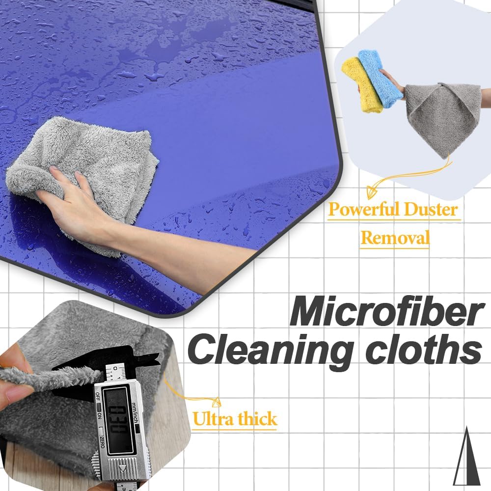 Car Detailing Kit - 3 Packs: Car Duster, Interior Cleaning Brush, Microfiber Towels | Detail Tools