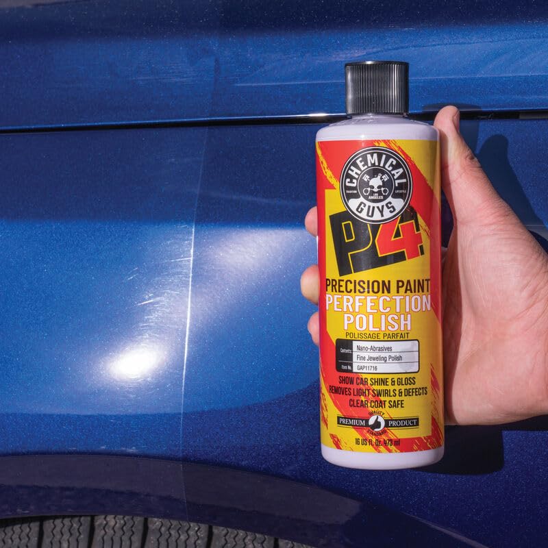 Chemical Guys C4 & P4 Clear Cut Correction Compound and Precision Paint Perfection Polish Combo - Removes Scratches, Swirls, Towel Marks, and Etching, Restores Gloss, Polishing Kit - 2 x 16 oz