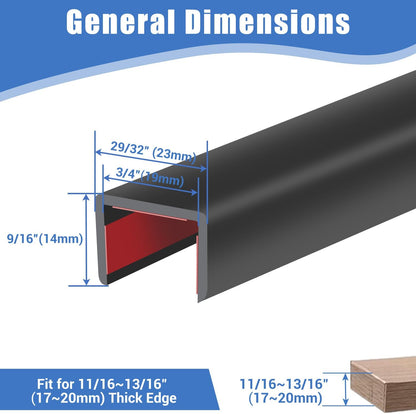 Rubber Edge Trim, Self-Adhesive Rubber Edge Trim, Edge Protector for Sheet Metal, EPDM Material, Fit 1/16"(1.0mm), Length 10Ft, Black Color, U Channel Edge Trim - Colors B