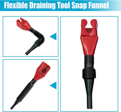 Flexible Car Fuel Funnel, Retractable Plastic Automotive Oil Exchange Funnels, Foldable Clasp Gasoline Funnels, Universal Draining Tool for Cars and Motorcycles (Red)