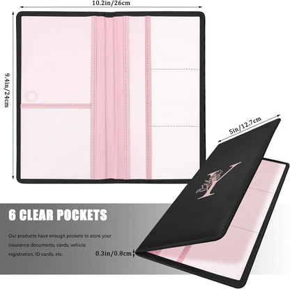 Letter Car Registration and Insurance Holder, with Magnetic Closure for License, Cards and Documents,Vehicle Glove Box Car Organizer, Interior Car Accessories for Women Men (M)