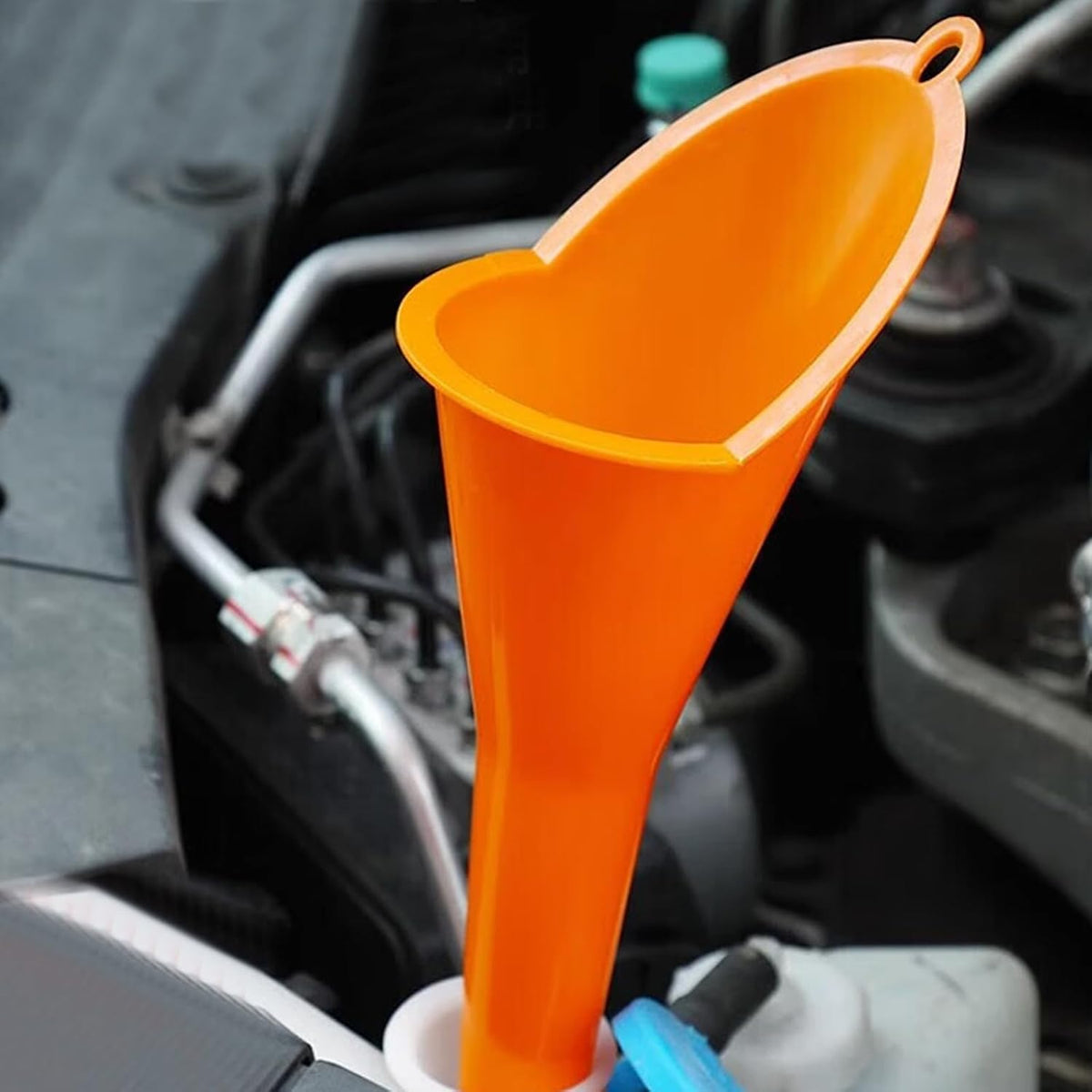 5 Pcs Plastic Long Neck Oil Funnel for Oil Change,Multi-Function Long Funnel for Transmission Fluid Automotive Funnels, Car Water Diesel Fuel Kerosene Liquids Engine Set(Orange)