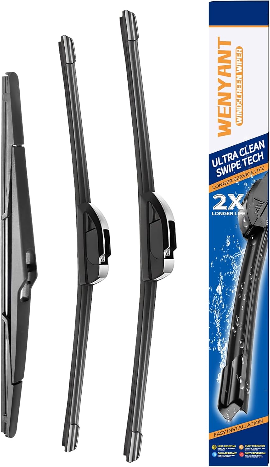 26"/19"/16" Windshield Wipers Compatible with Toyota Prius 2010-2015 Front and Rear Wiper Blades for My Car Automotive Replacement (Set of 3) - Colors A