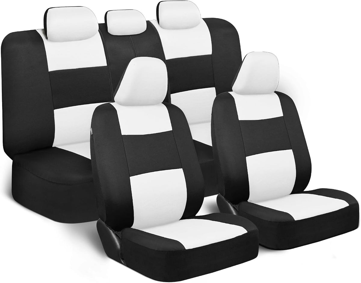 BDK PolyPro Car Seat Covers Full Set in Charcoal on Black – Front and Rear Split Bench for Cars, Easy to Install Cover Set, Accessories Auto Trucks Van SUV
