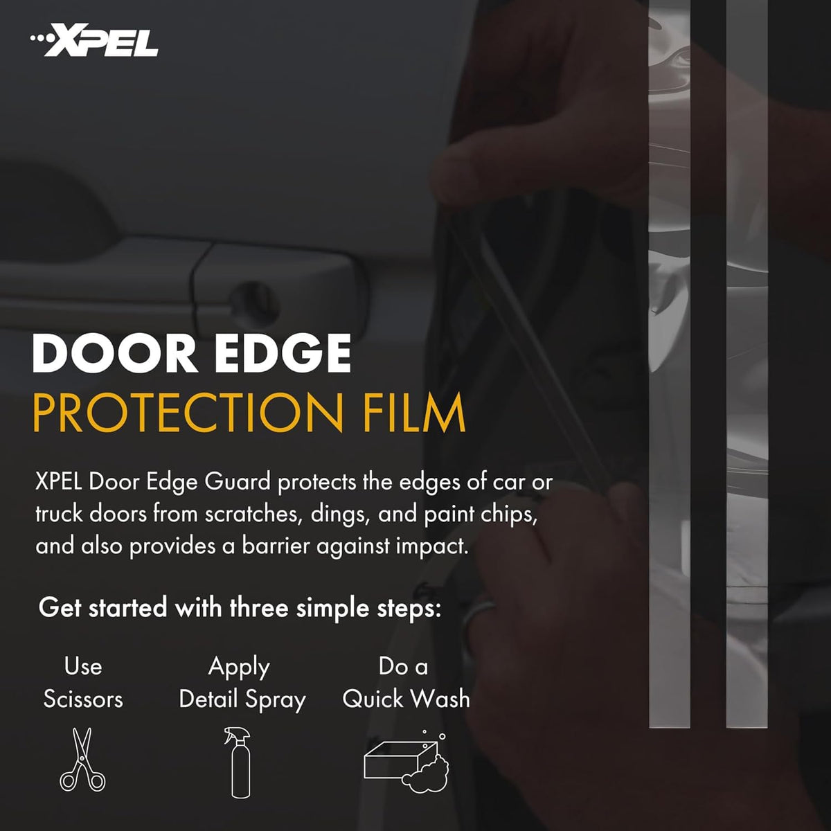 XPEL Door Edge Guard Protection Film Roll, 3/8" x 100' - Car or Truck Doors, Protective Barrier Against Minor Scratches, Paint Chips, Door Edge Impact, and Dings - Prevents Damage and Possible Rust
