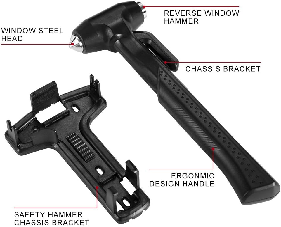 MOTORBUDDY 2-Pack Car Safety Hammer Seatbelt Cutter, Auto Emergency Escape Hammer with Window Glass Breaker and Seat Belt Cutter, Striking Red Escape Tool for Car Accidents