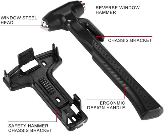 MOTORBUDDY 2-Pack Car Safety Hammer Seatbelt Cutter, Auto Emergency Escape Hammer with Window Glass Breaker and Seat Belt Cutter, Striking Red Escape Tool for Car Accidents