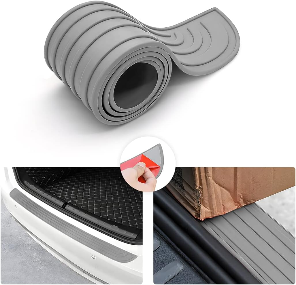 Car Rear Bumper Protector Guard, Anti-Scratch Abrasion Rubber Trunk Door Entry Sill Guard, Non-Slip Vehicle Trim Cover Protection Strip, Car Accessories for Most Cars and SUV (Black/Red/35.4" x2.7)