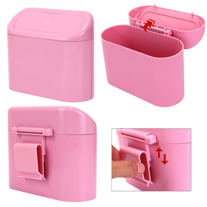 Ginsco 2 Pack Mini Car Trash Can with Lid, Small Car Garbage Can, Cute Leakproof ABS Trash Bin, Cars Accessories for Interior, Garbage Bin for Car, Home, Office with 120pcs Trash Bags Black