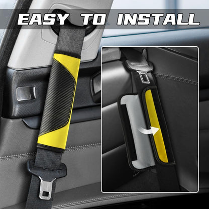 2PCS Car Seat Belt Cover Pad, Soft Carbon Fiber Leather Seatbelt Shoulder Protector for a More Comfortable Driving, Universal Safety Belt Strap Cover to Protect Your Neck (Blue)