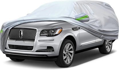 Full Car Cover Universal 6 Layers Outdoor Thicked All Weather Cover, Sunshield, Waterproof, Snow Proof, UV Proof, Scratch Proof, Bird Droppings, 6 Reflective Strips, Fits Sedans up 178"-189"