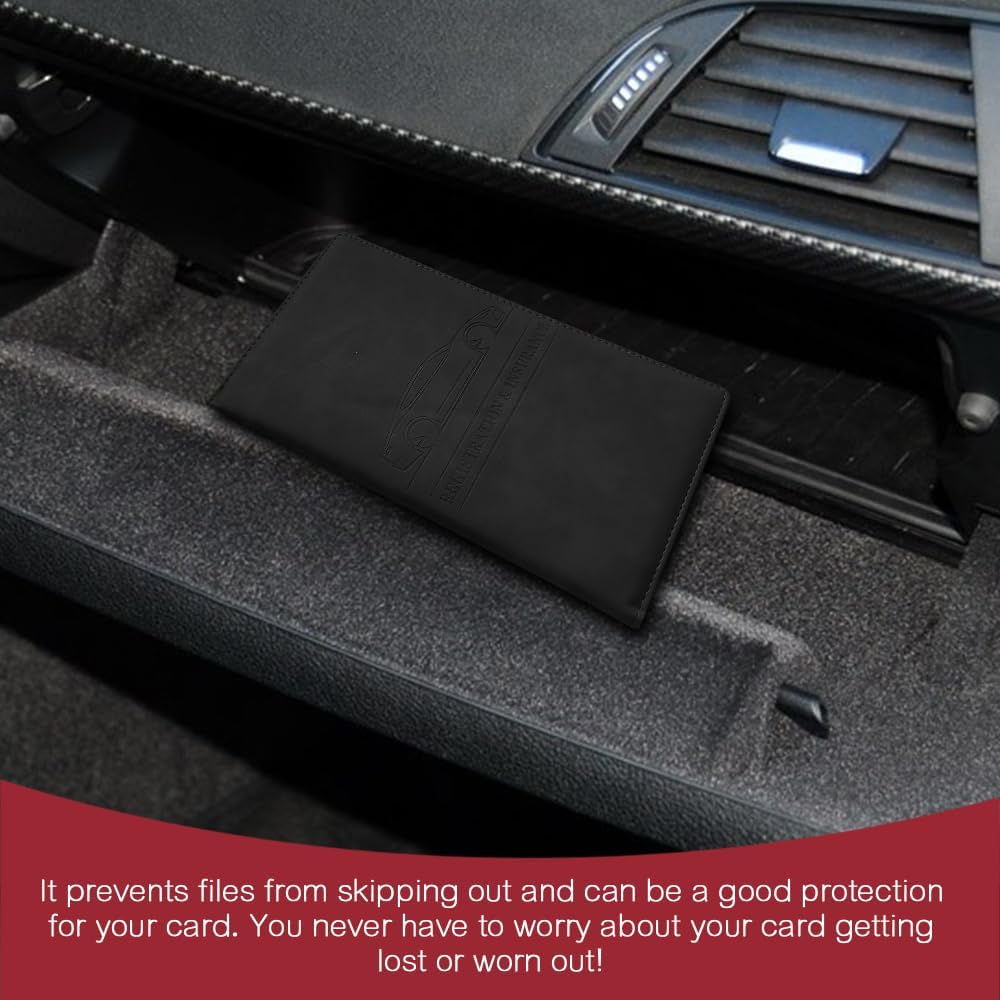 Car Registration and Insurance Holder, Registration and Insurance Card Holder, Auto Glove Box Organizer with Magnetic Shut, PU Leather Automobile Documents Wallet for Cards (Dark Green)