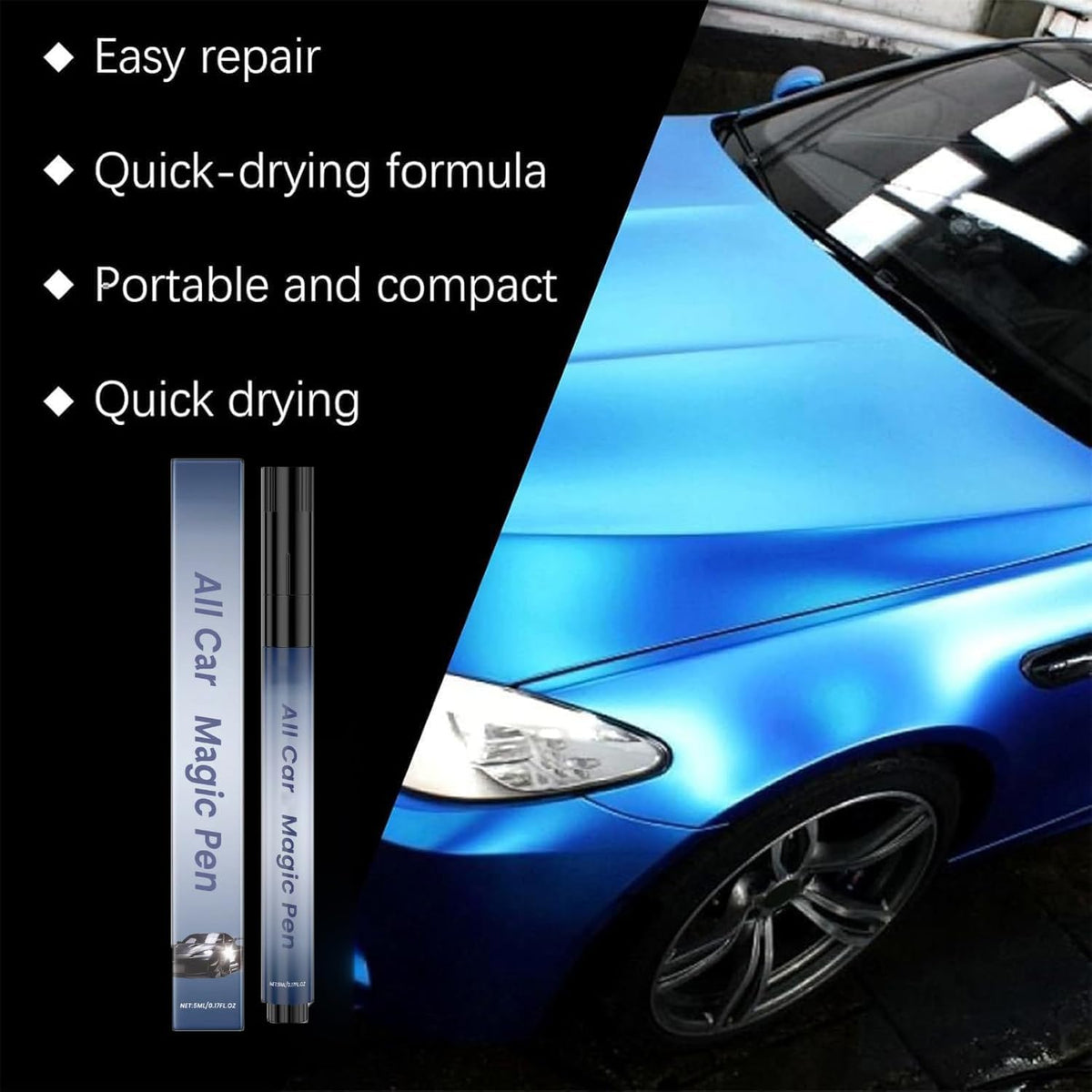 Kurhuxtn All Cars Magic Pen,Car Scratch Remover, Magic Car Scratch Removal Pen, Efficient and Durable, Suitable for All Types of Scratch (2PCS)