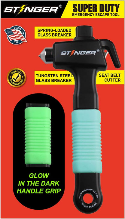 Stinger Super Duty Car Emergency Escape Tool, Hardened Carbon Steel Vehicle Safety Hammer, Spring Loaded Window Breaker, Razor Sharp Seat Belt Cutter, Auto Accident Life-Saving Rescue Tool (Orange)
